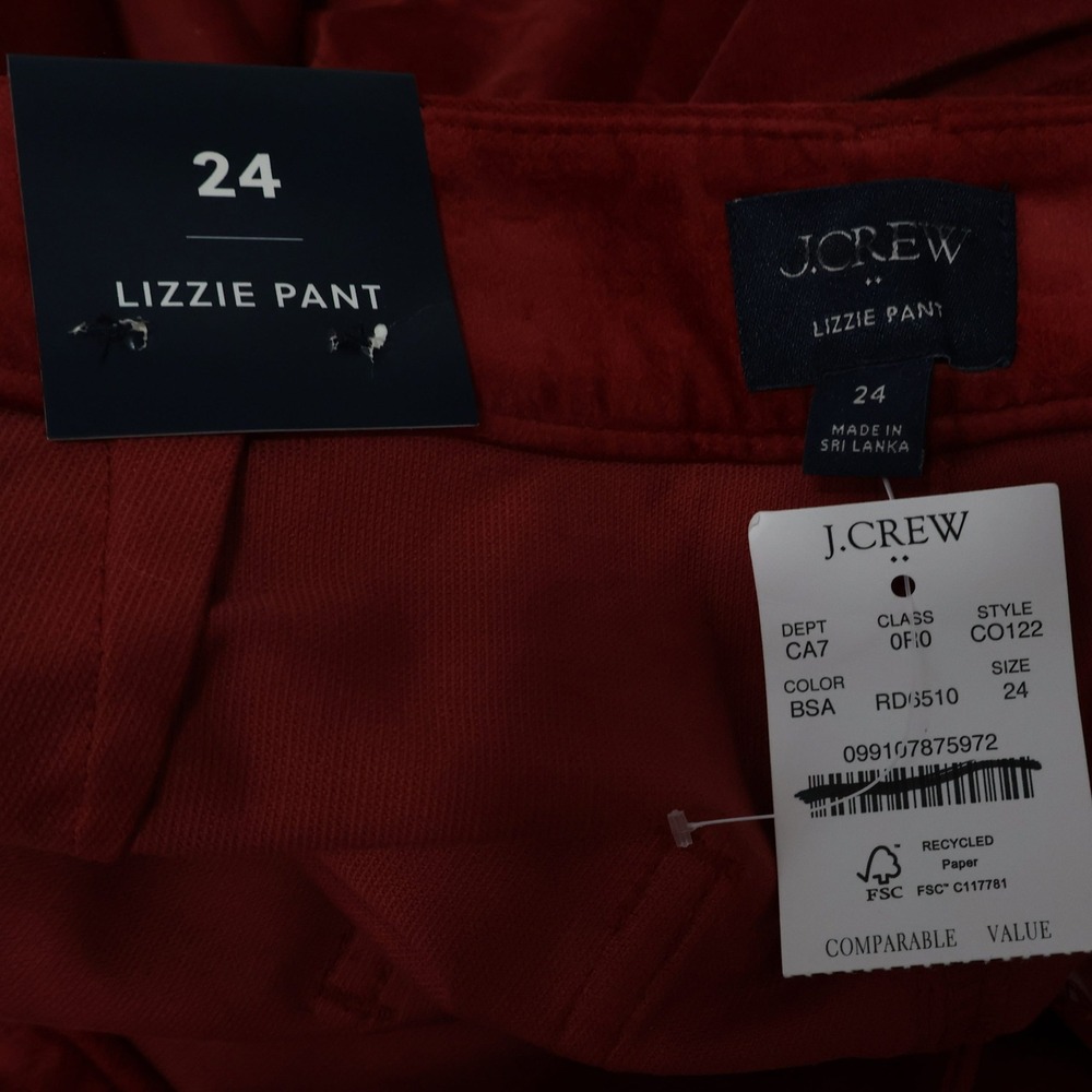 J.Crew Lizzie Pant Women 24 Red Corduroy Wide Leg High Rise Patch Pocket $138NWT - Picture 10 of 15